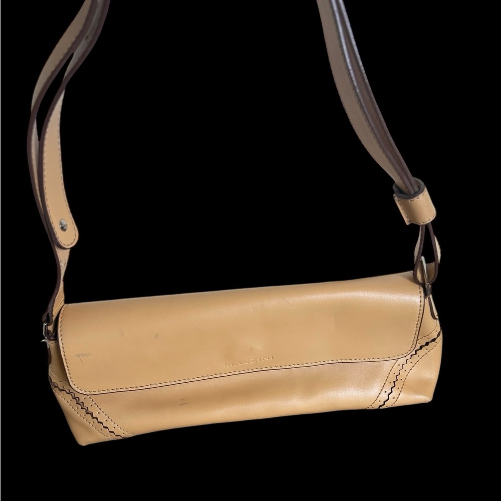 Mazzini Nude Brown Leather Shoulder Bag